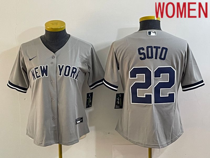 Women New York Yankees 22 Soto Grey Game Nike 2023 MLB Jersey
